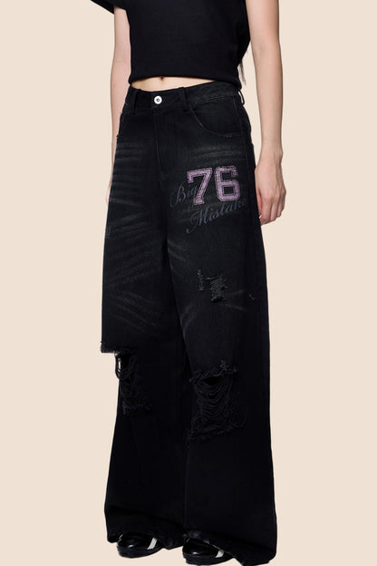 Distressed Ripped American Vintage Straight Pants
