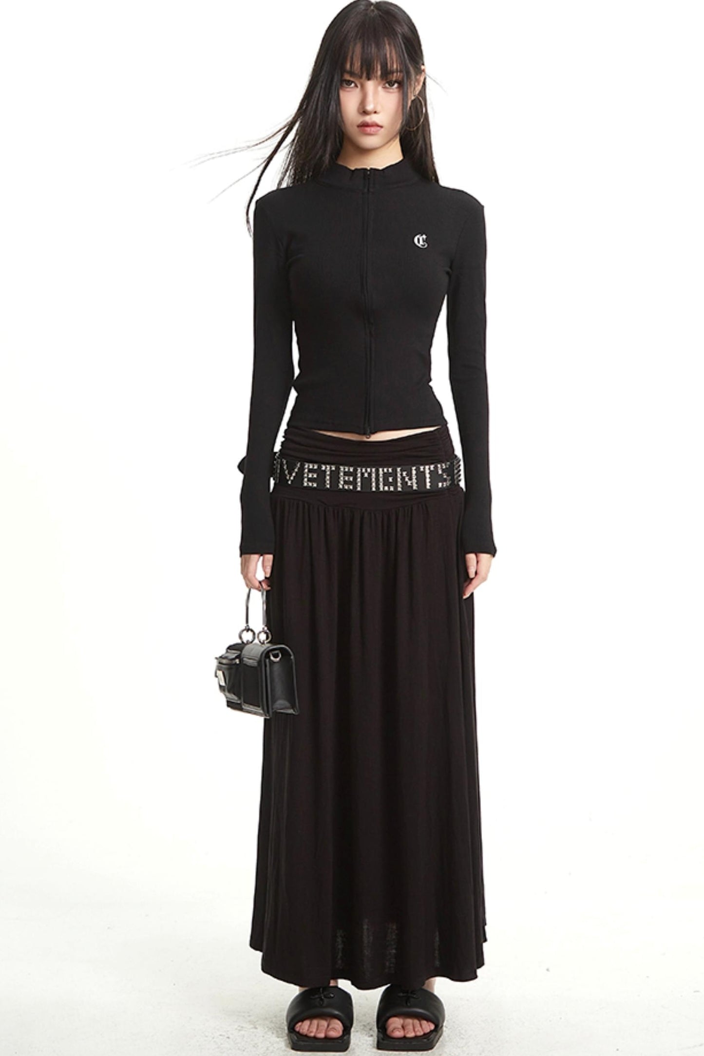 Hip Covering A-Line Long Skirt