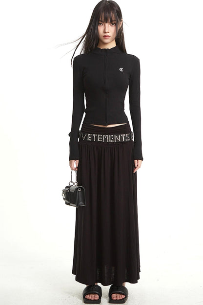 Hip Covering A-Line Long Skirt