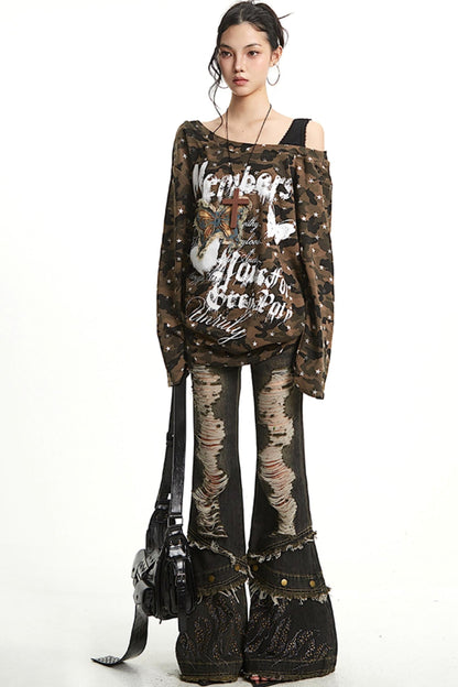 Butterfly Patch Long Sleeve Top