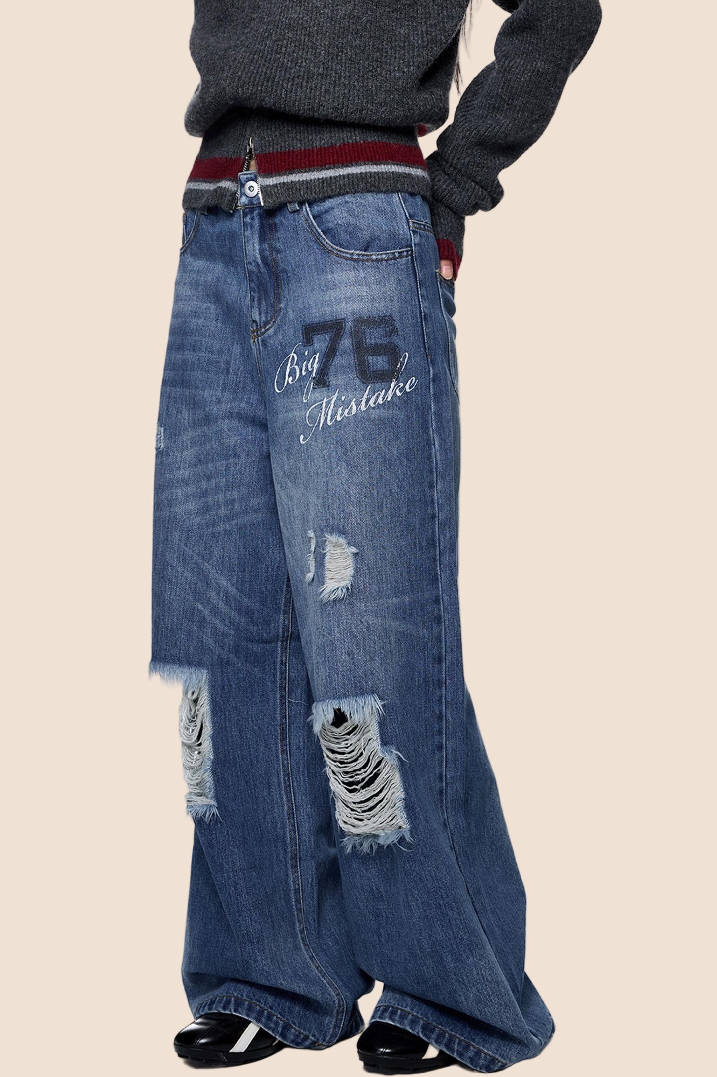 Distressed Ripped American Vintage Straight Pants