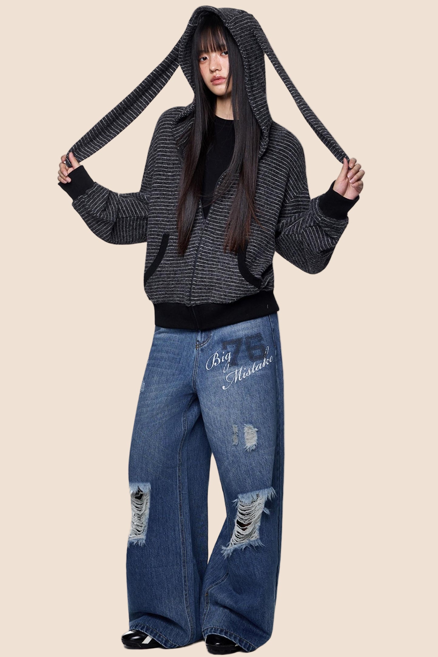 Distressed Ripped American Vintage Straight Pants