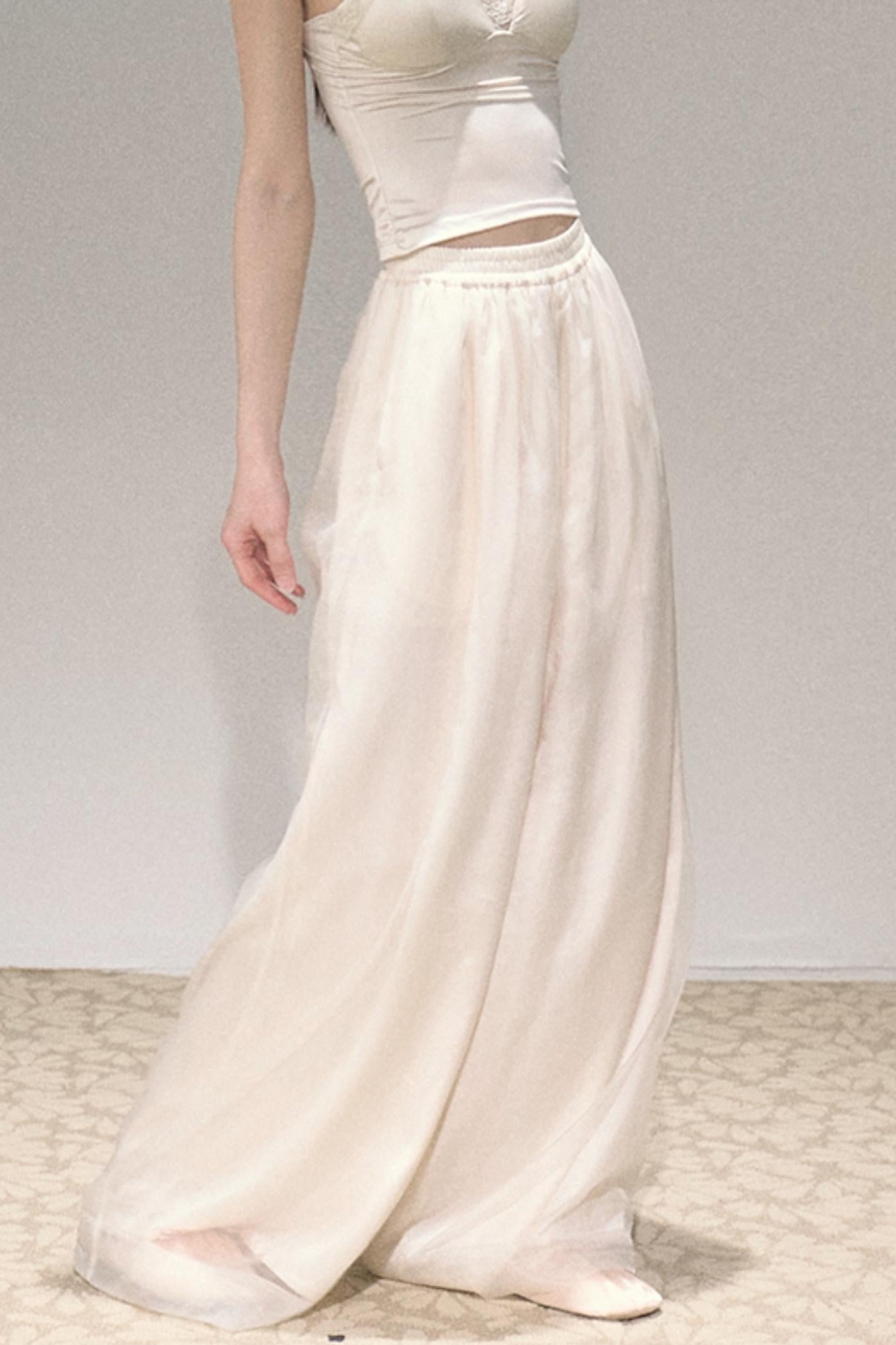 Apricot Wind Satin Wide-Leg Pants