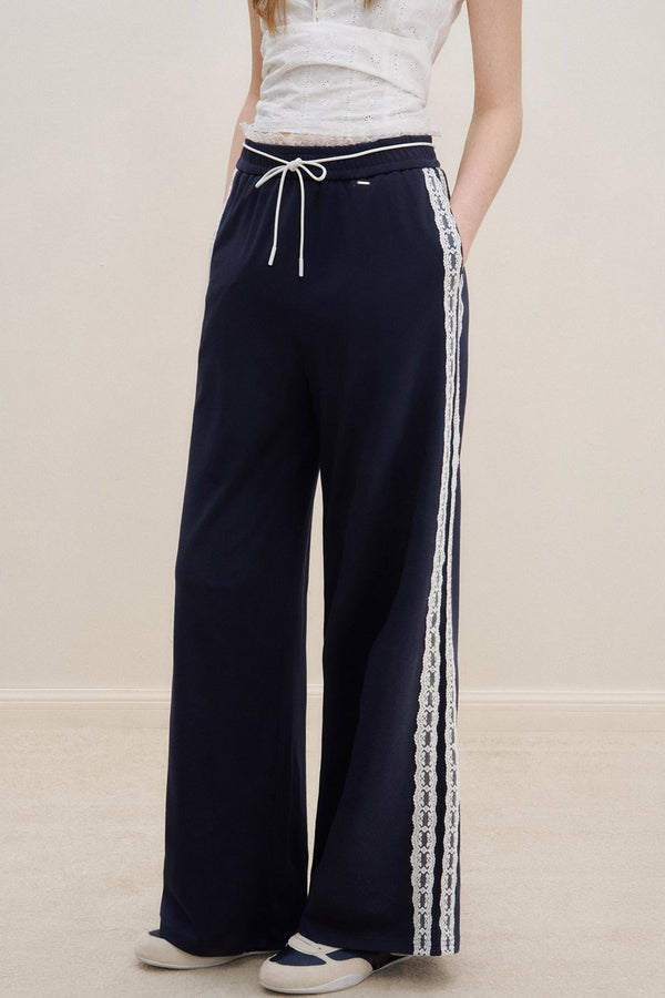 High-Waist Lace Wide-Leg Pants