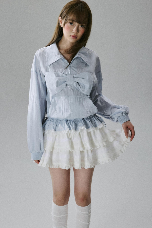 Sweetheart Bow Embroidered Blouse