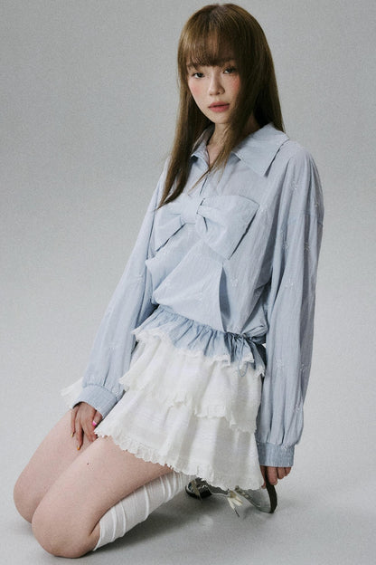 Sweetheart Bow Embroidered Blouse