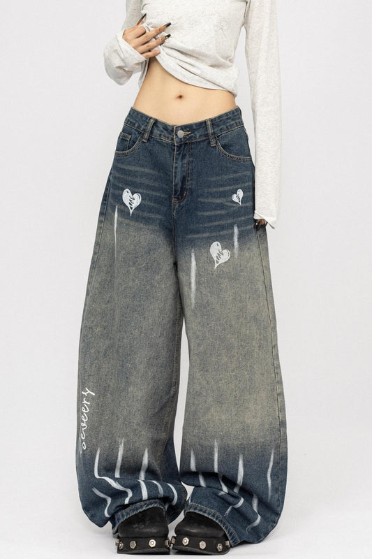 Vintage Distressed Straight Jeans