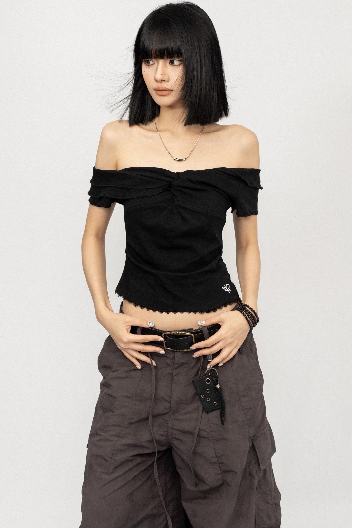 Black One-Shoulder Top