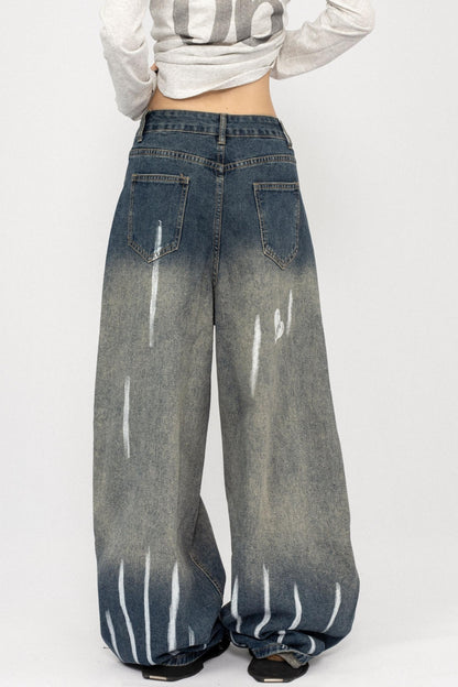 Vintage Distressed Straight Jeans