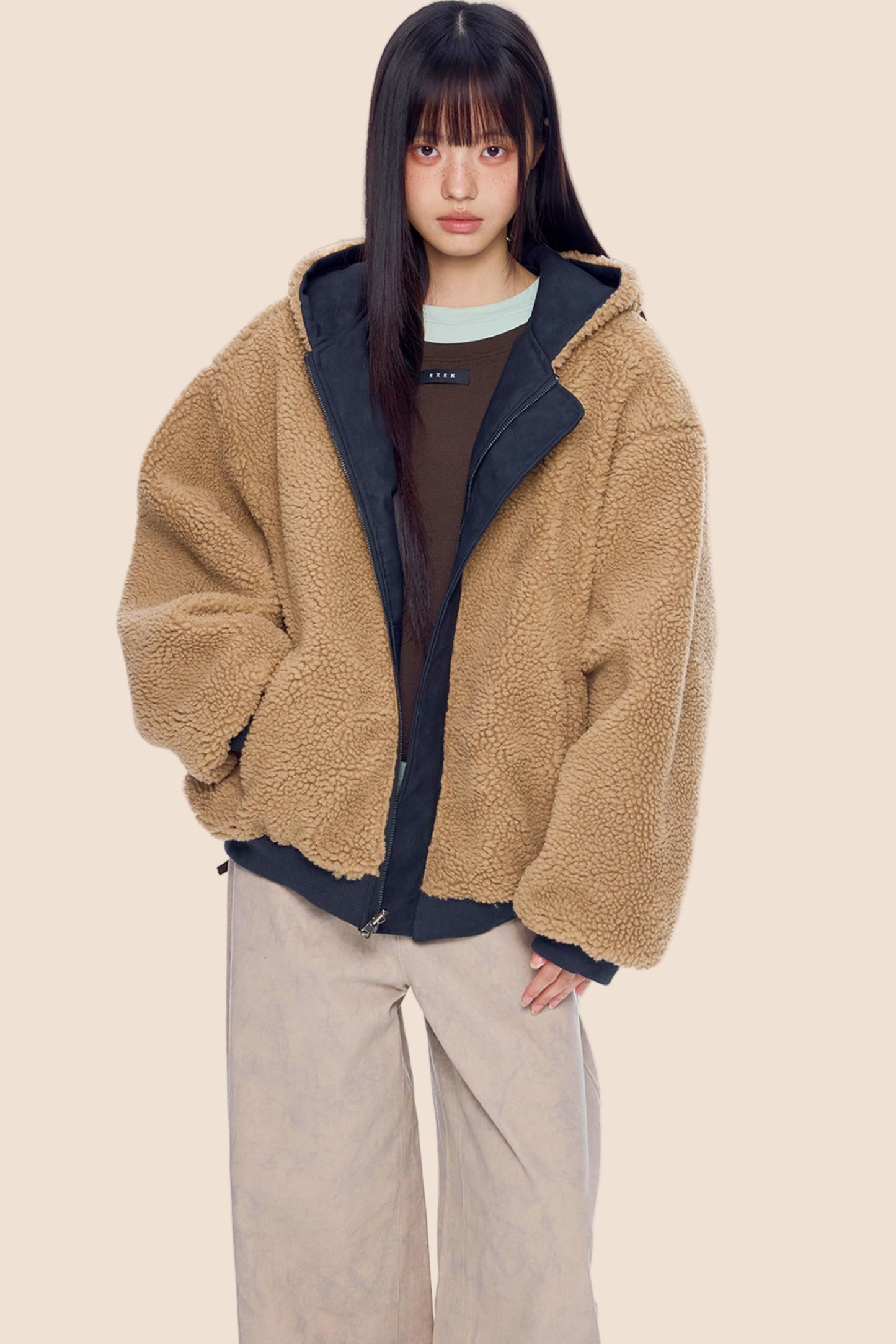 Faux Shearling Color-Block Jacket