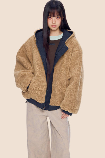 Faux Shearling Color-Block Jacket