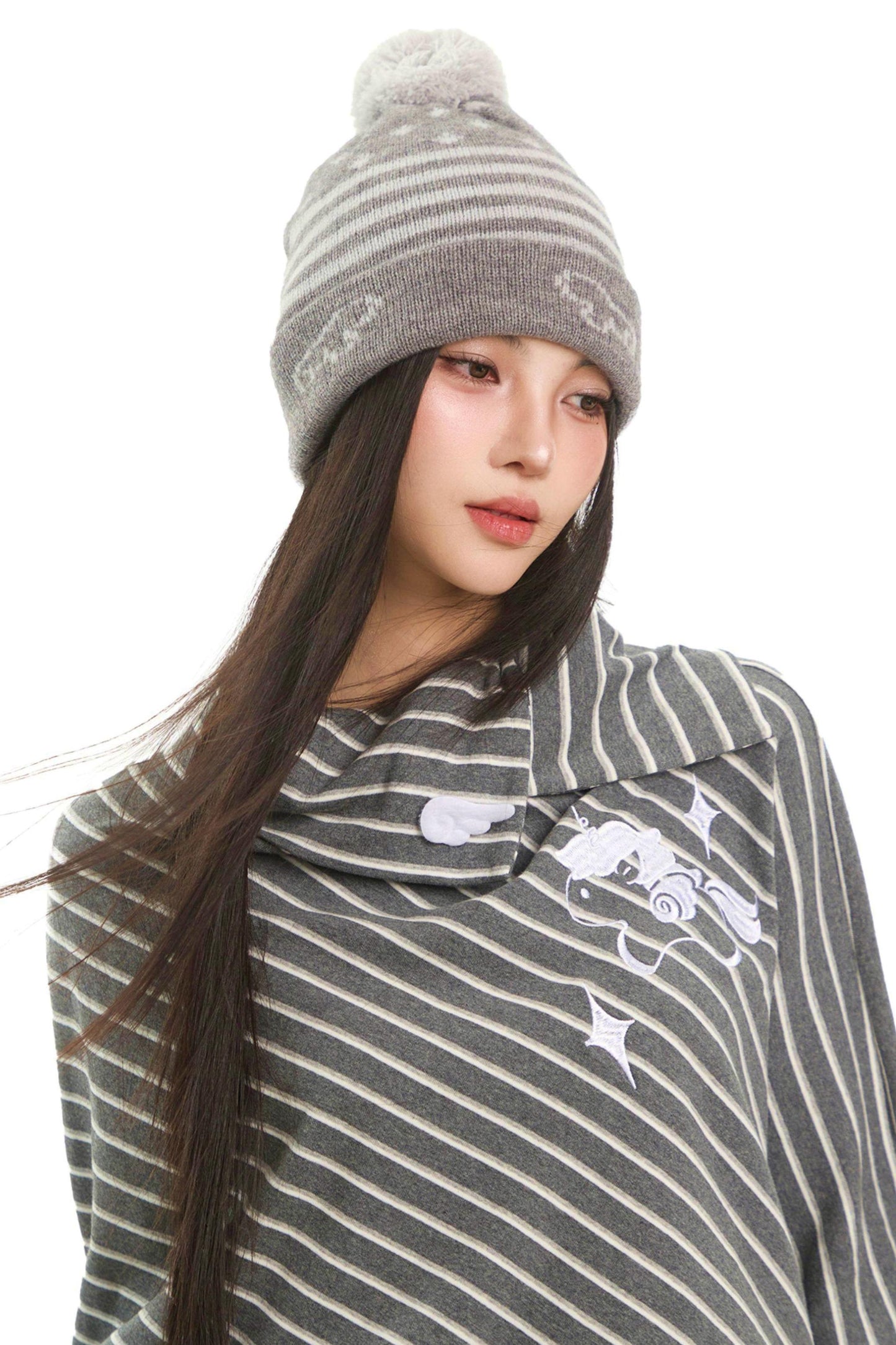 Retro Gray Striped Plush Hat