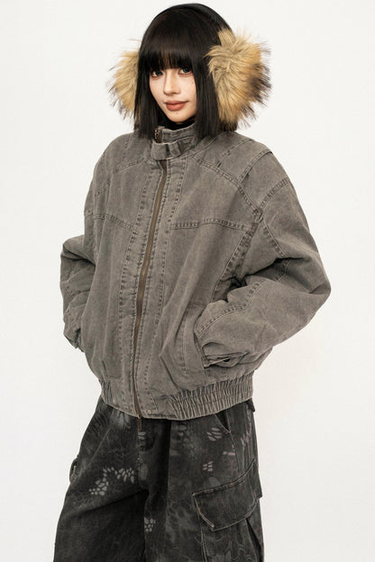 Retro Fur Collar Cotton Jacket