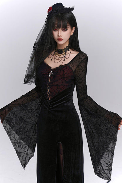 Sexy Gothic Flared Sleeve Dress