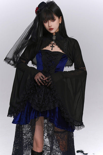 Stunning Blue Gothic Camisole Dress Set-Up