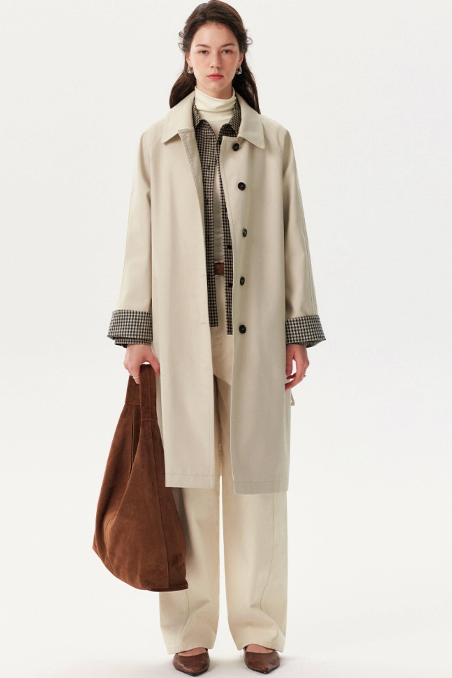 Nordic Plaid Trench Coat