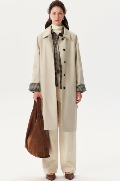 Nordic Plaid Trench Coat