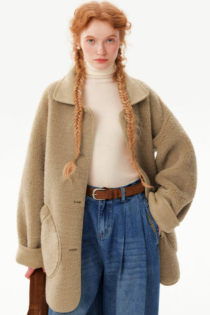 Retro Suede Lamb Wool Coat