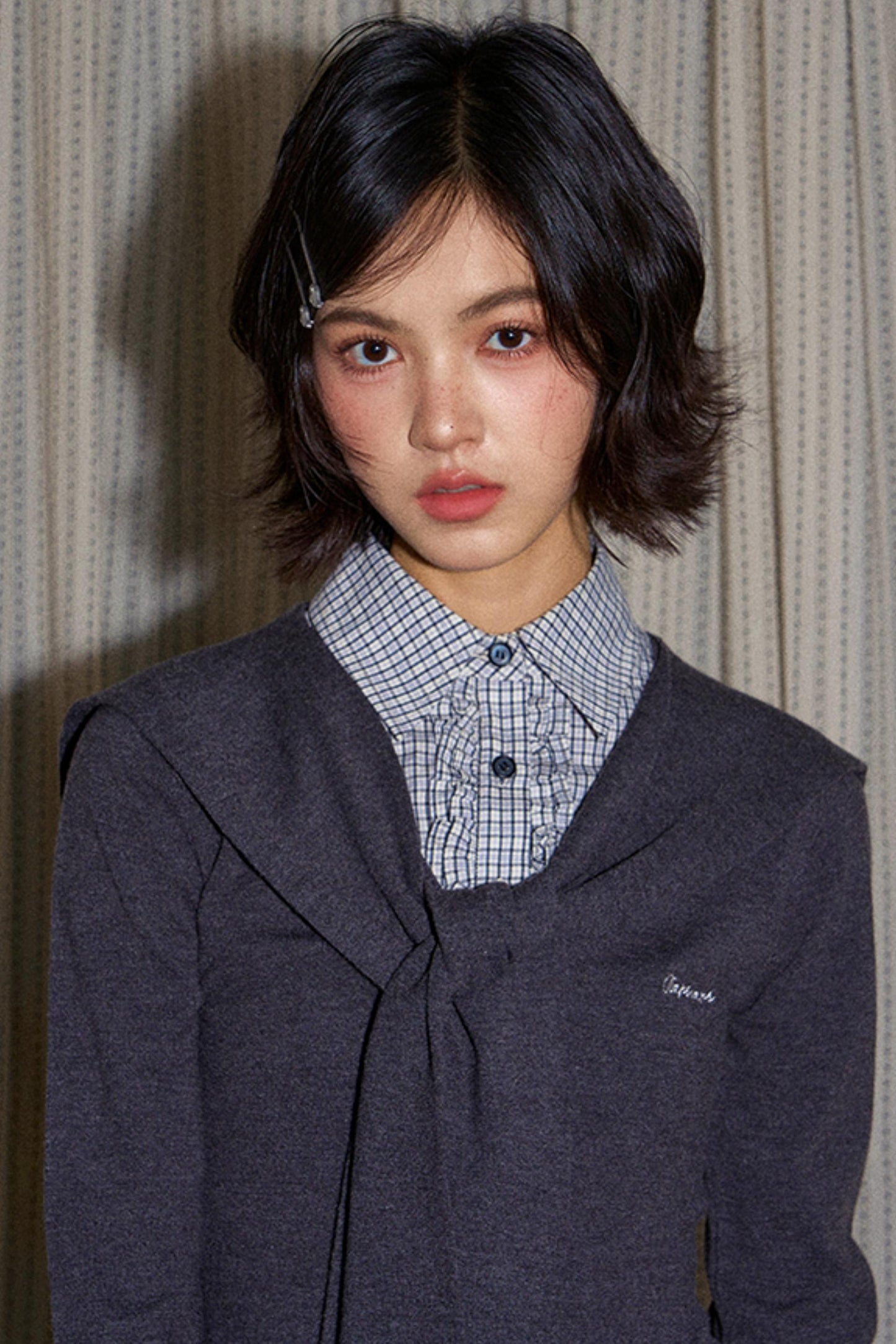 Navy Collar Knit Sweater