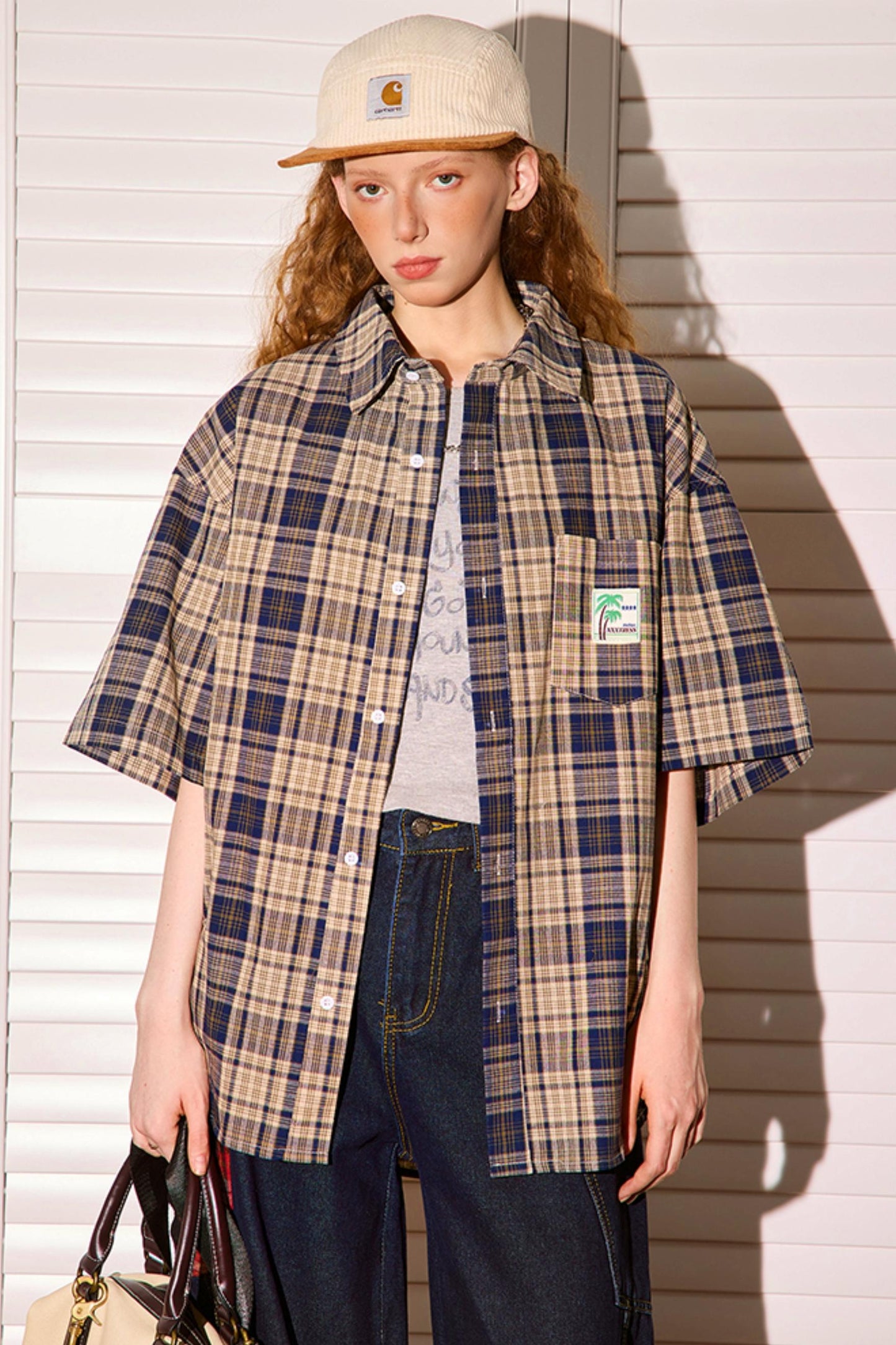 Retro Plaid Short-Sleeve Shirt