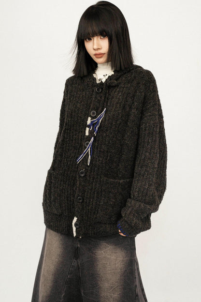 Retro Autumn Hooded Cardigan