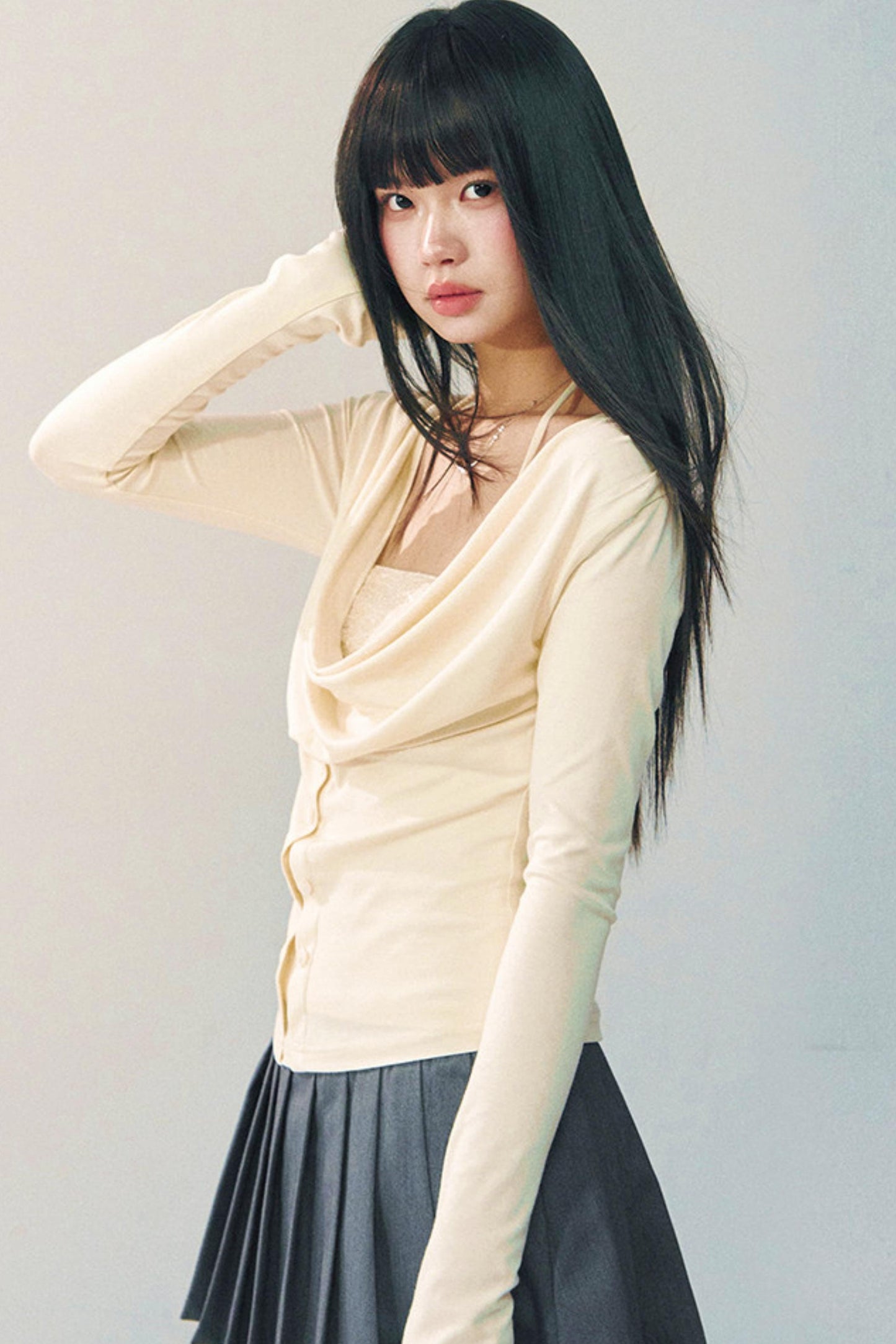 Sequined Swing-Collar Top