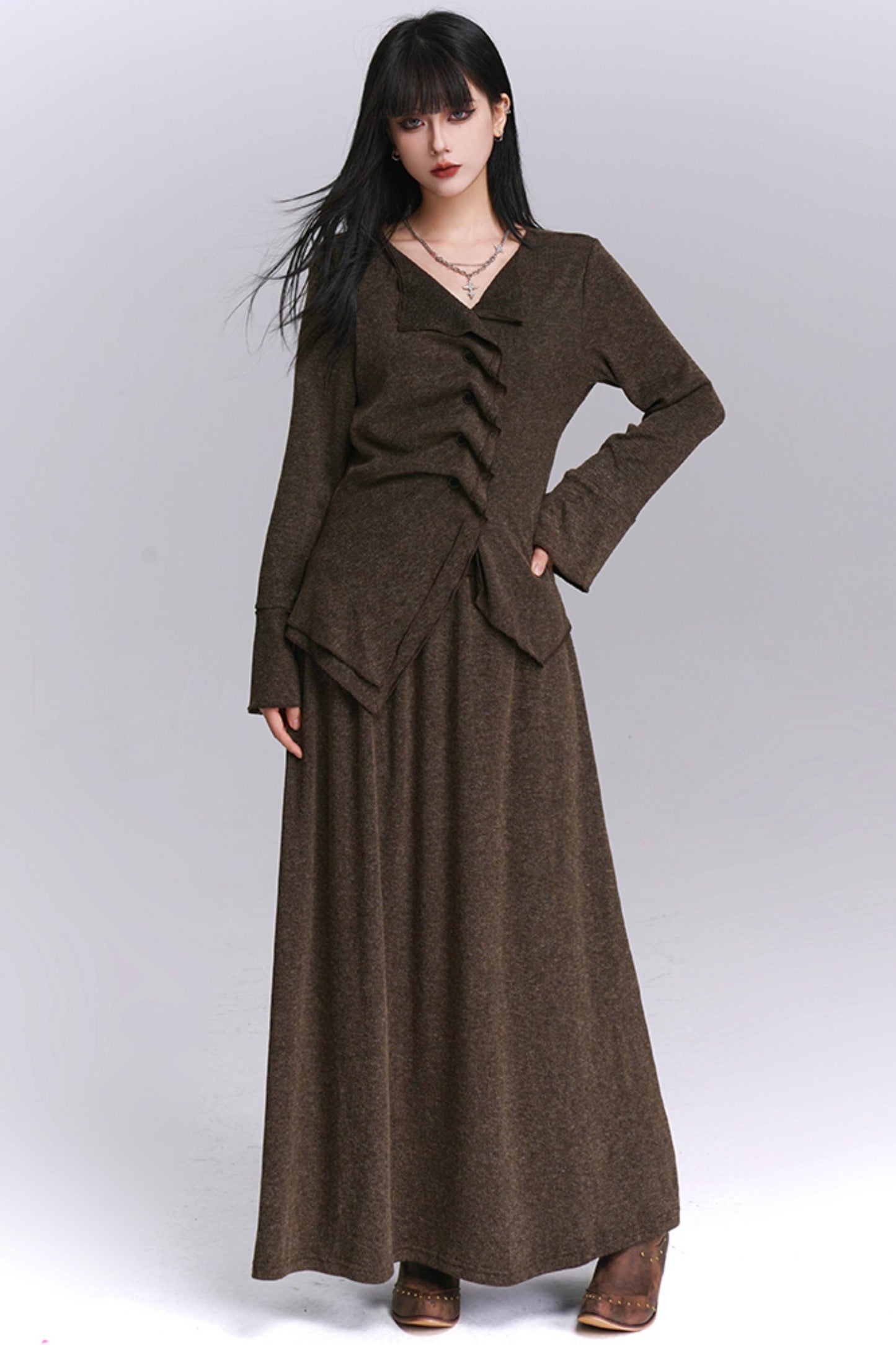 Chic Gray Two-Piece Suit Skirt Set-Up