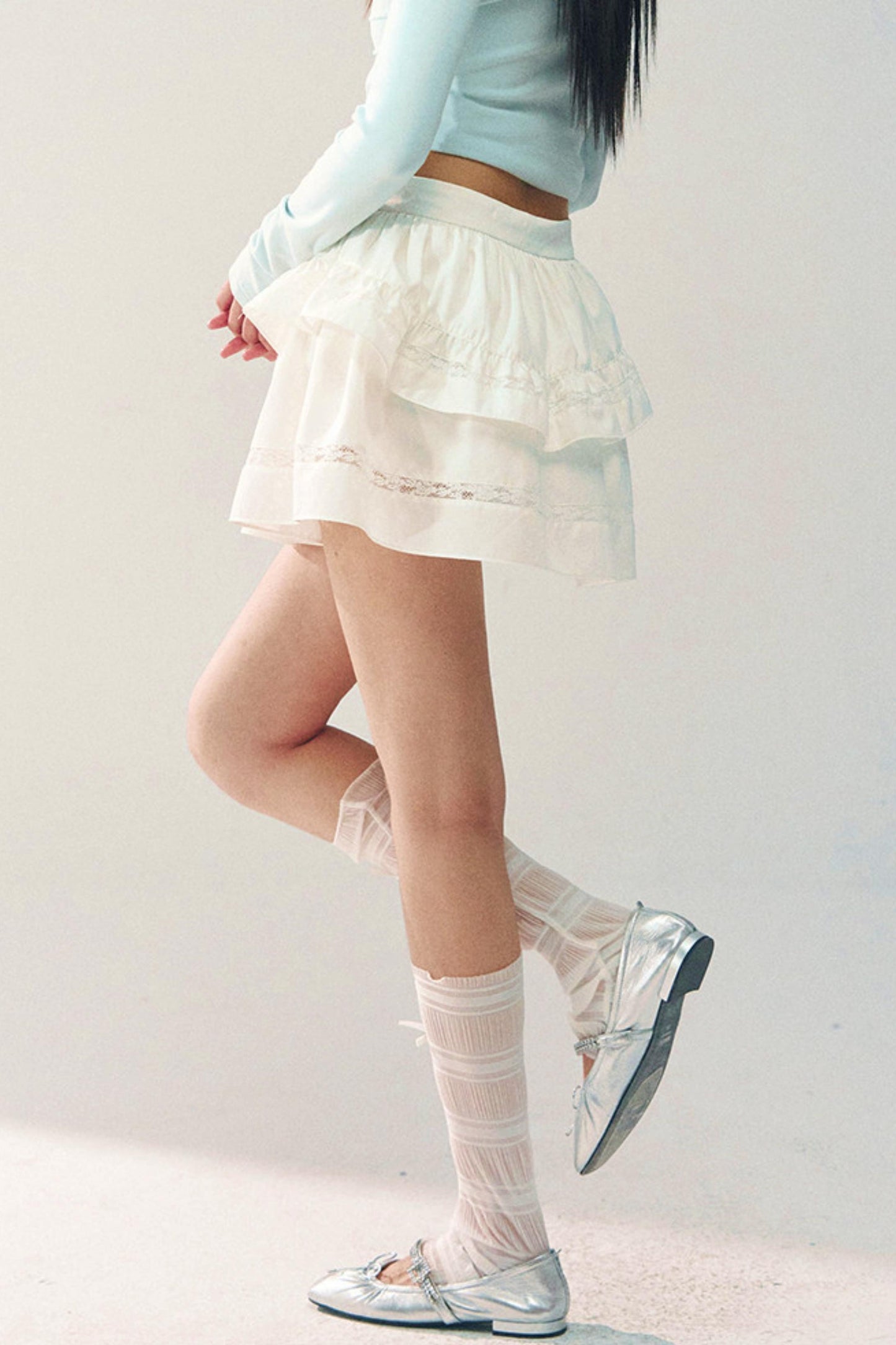 Lace Patchwork A-Line Skirt