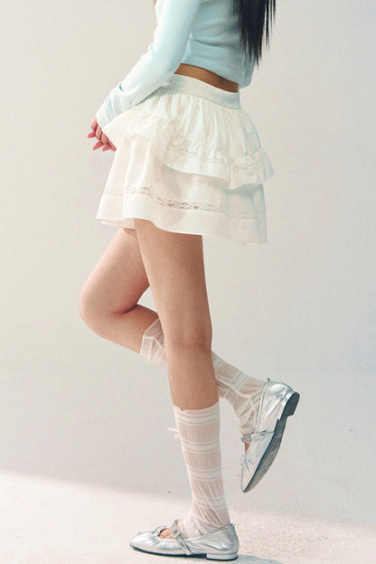 Lace Patchwork A-Line Skirt