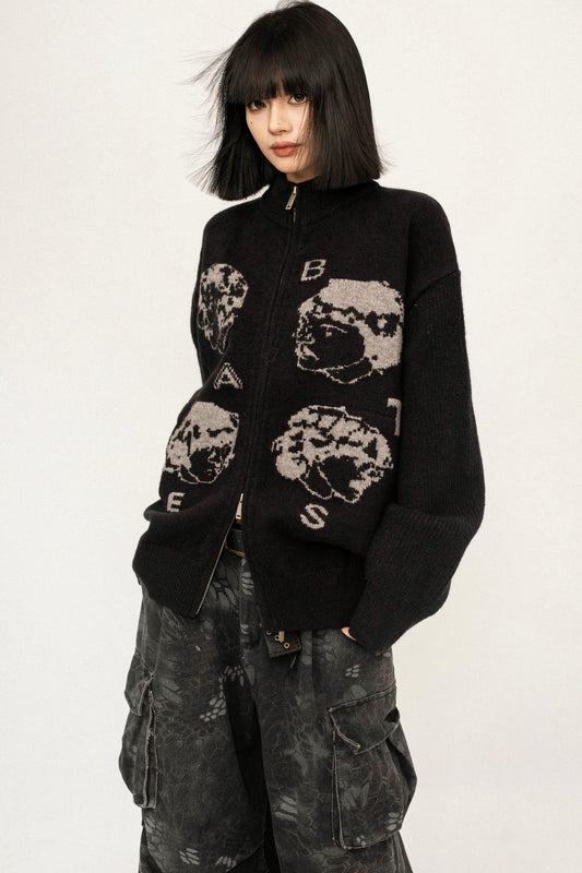 Retro Black Knitted Cardigan