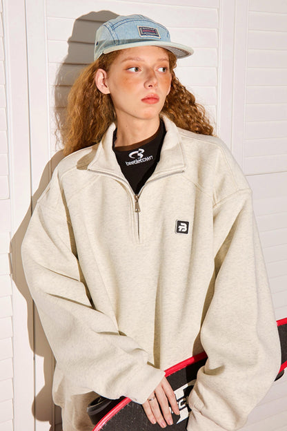 Half-Zipper Stand Collar Polo Sweatshirt