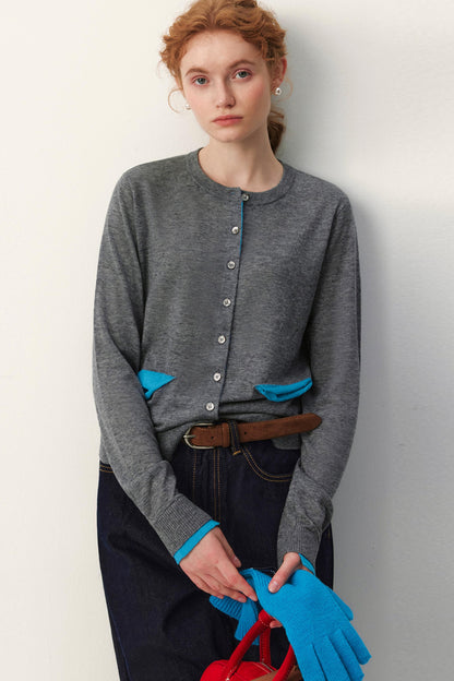 Color-Block Wool Cardigan