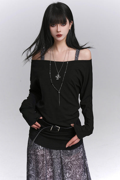 Autumn One-Shoulder Camisole Dress Set