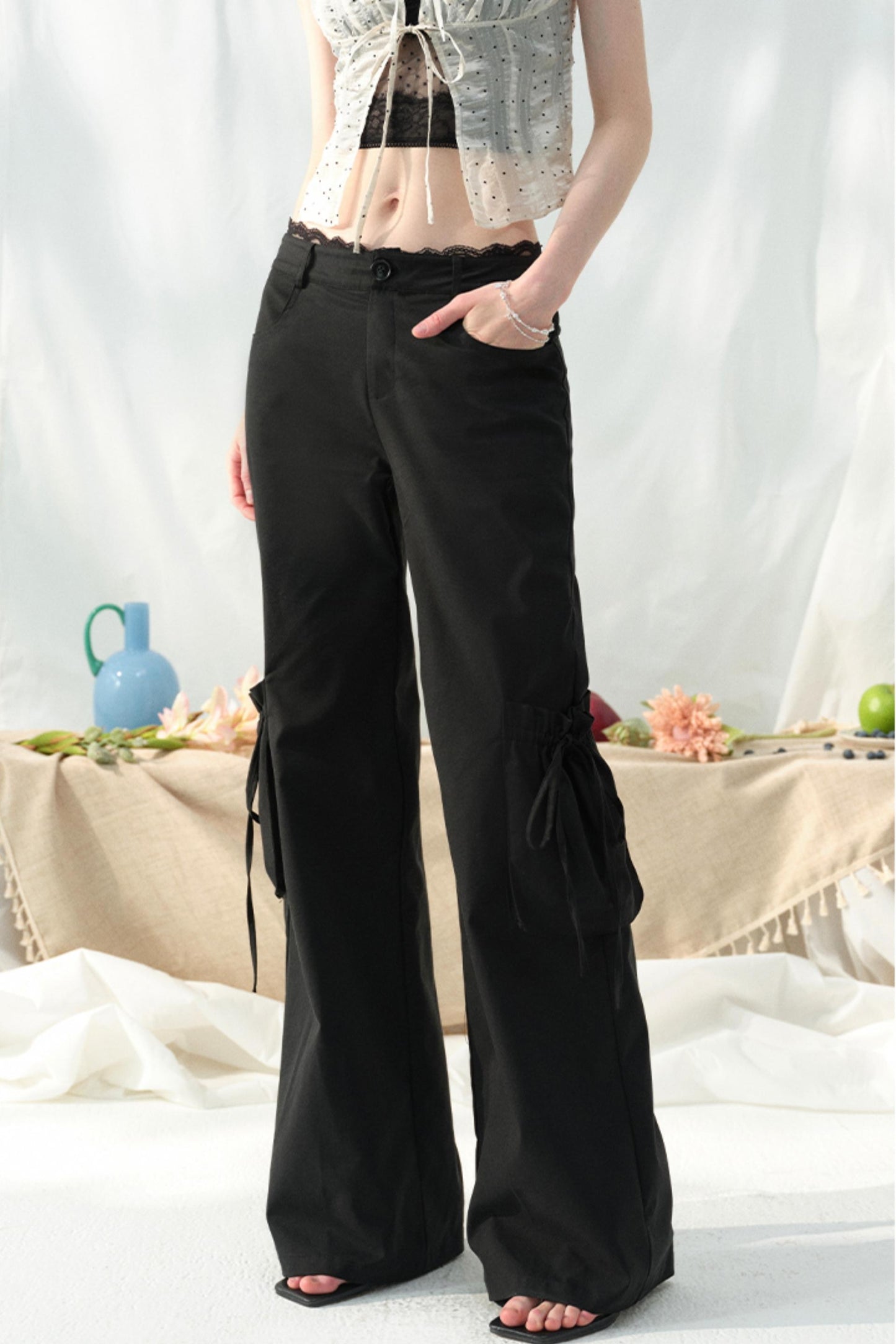 Lace-Trimmed Womens Pants