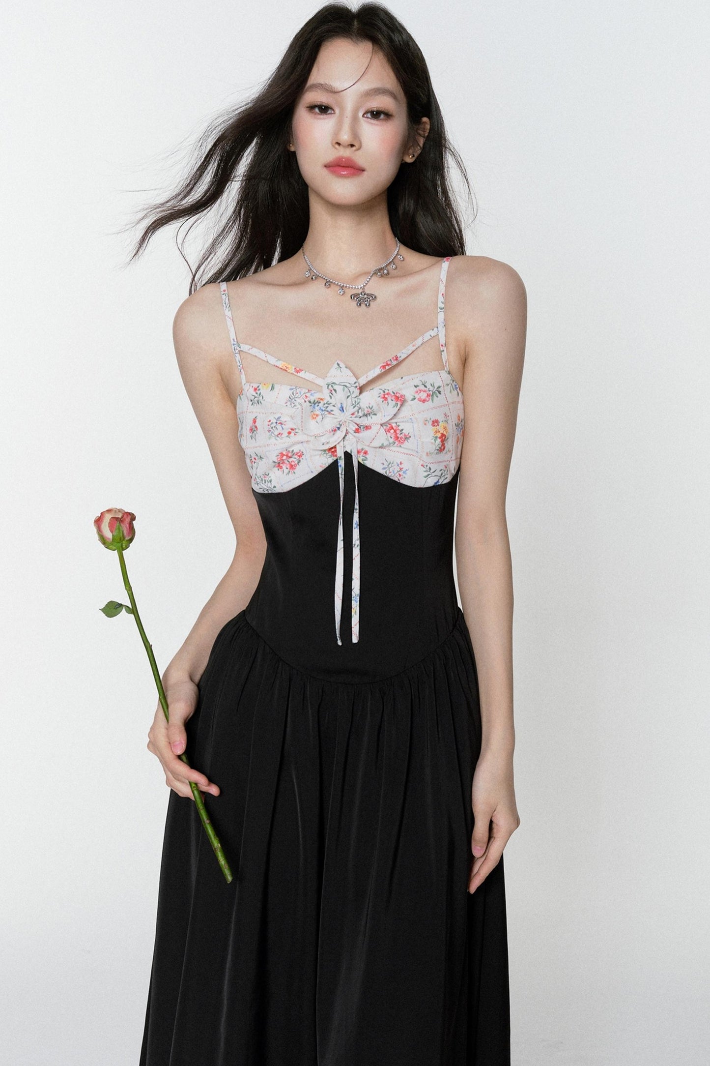 Midnight Satin Halter Dress