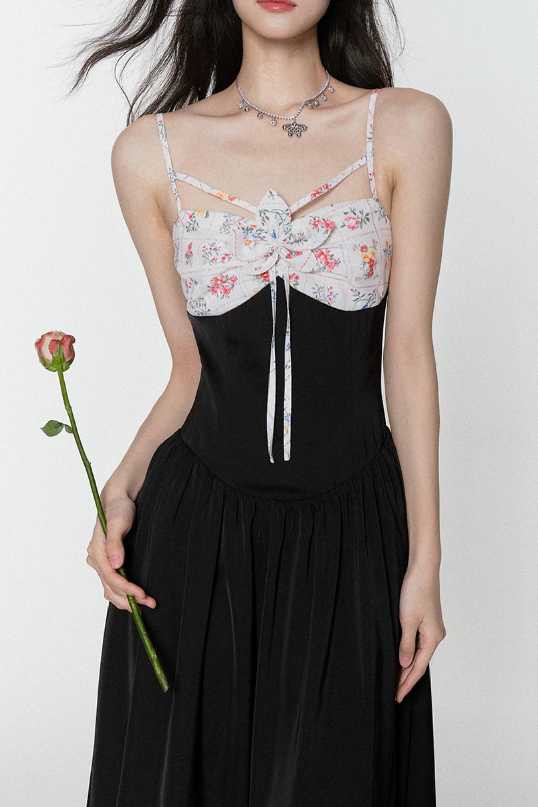 Midnight Satin Halter Dress