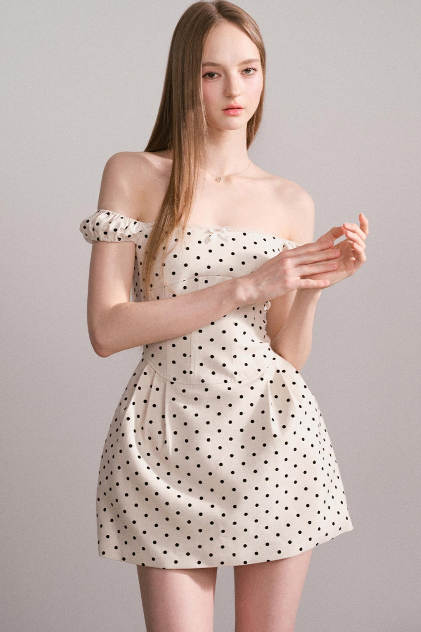 Polka Dot One-Shoulder Dress