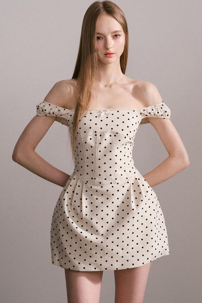 Polka Dot One-Shoulder Dress