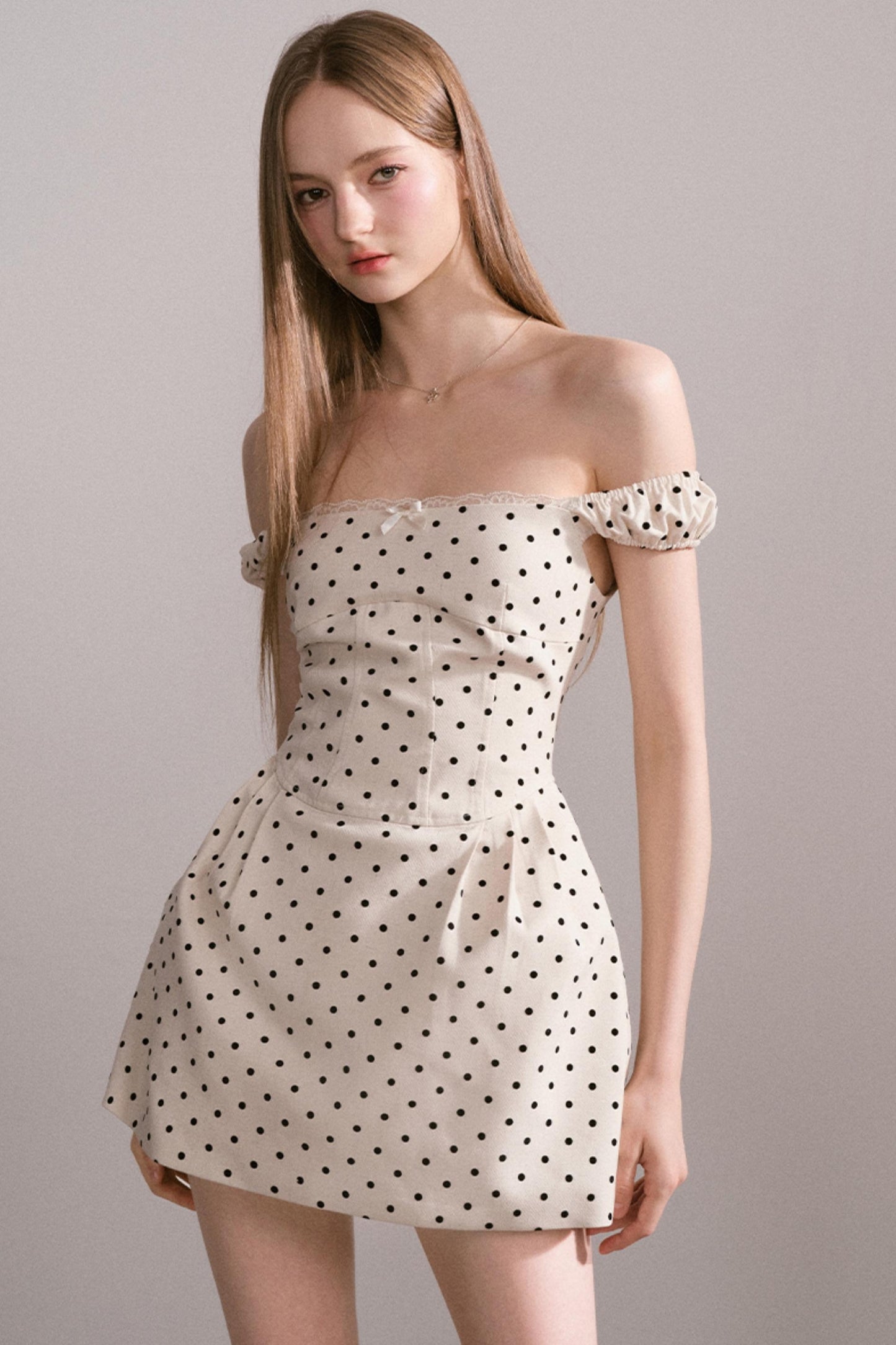 Polka Dot One-Shoulder Dress