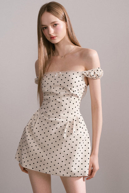 Polka Dot One-Shoulder Dress