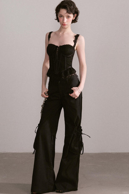 Lace-Trimmed Womens Pants