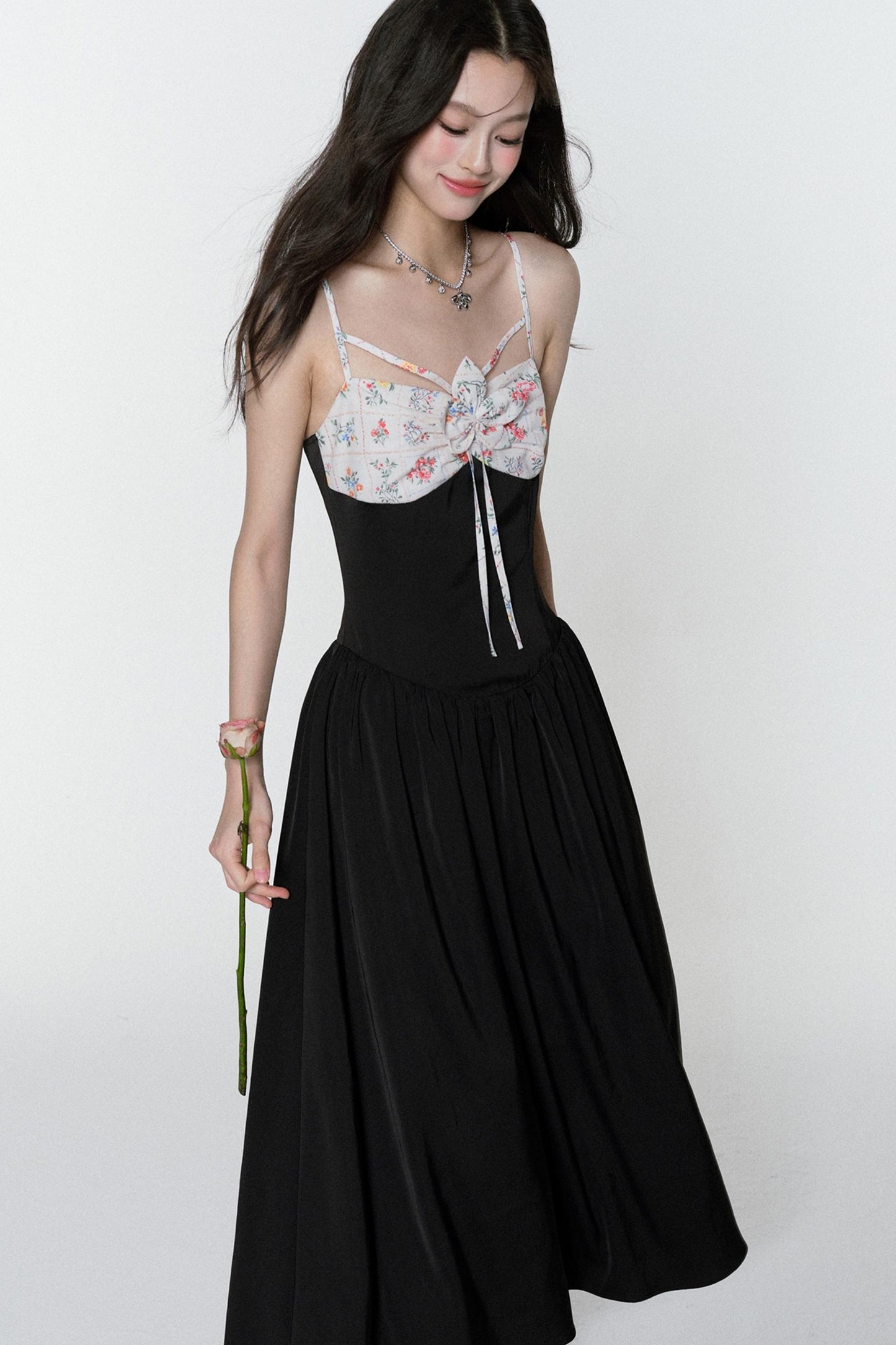 Midnight Satin Halter Dress