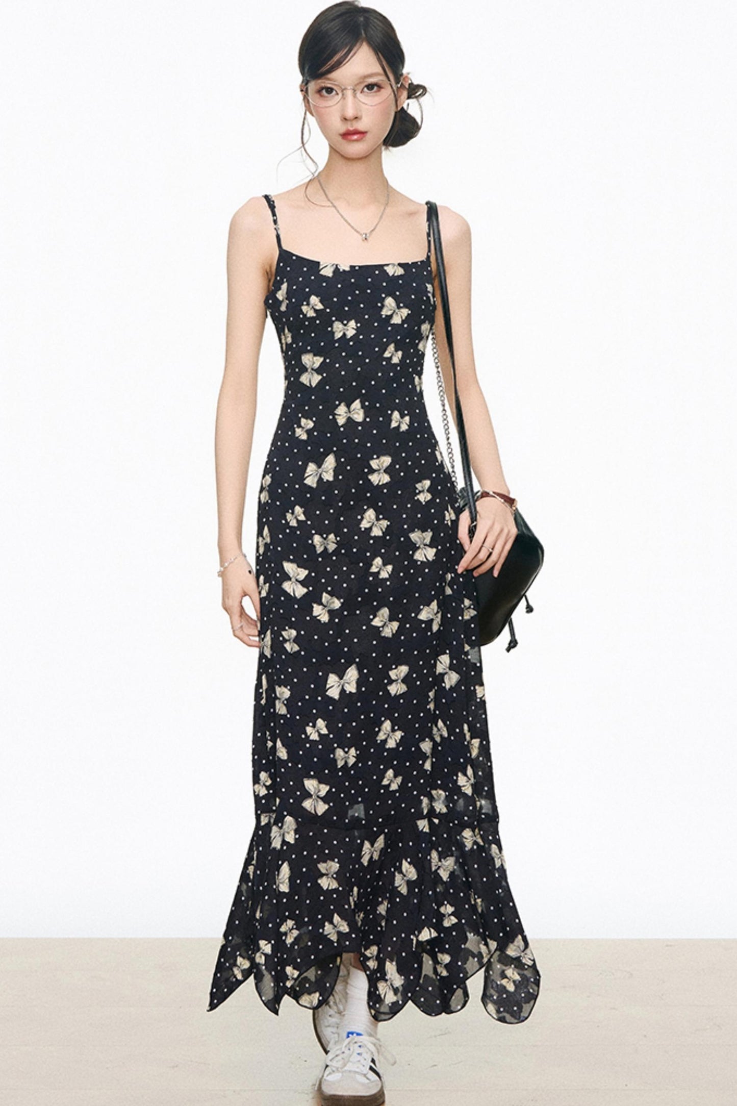 Black Leather Jacket & Butterfly Slip Dress Set-Up