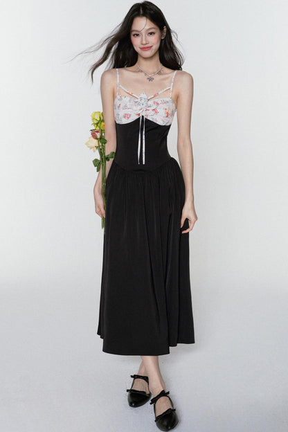 Midnight Satin Halter Dress