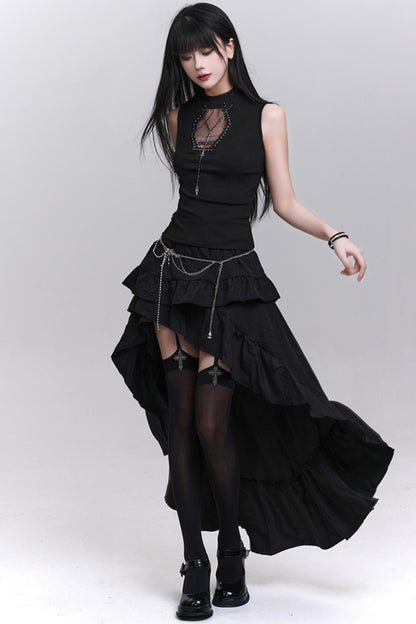 Ghostly Black Sleeveless Top