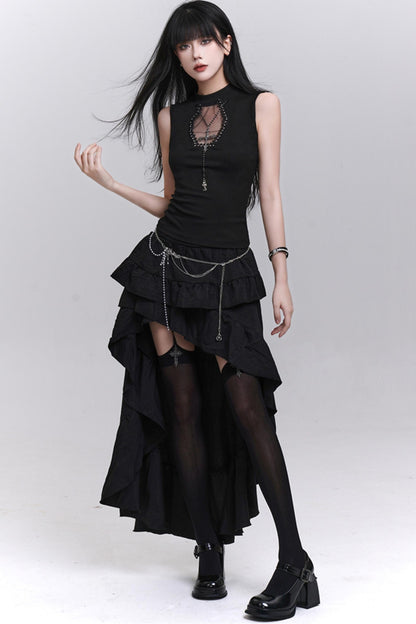 Ghostly Black Sleeveless Top