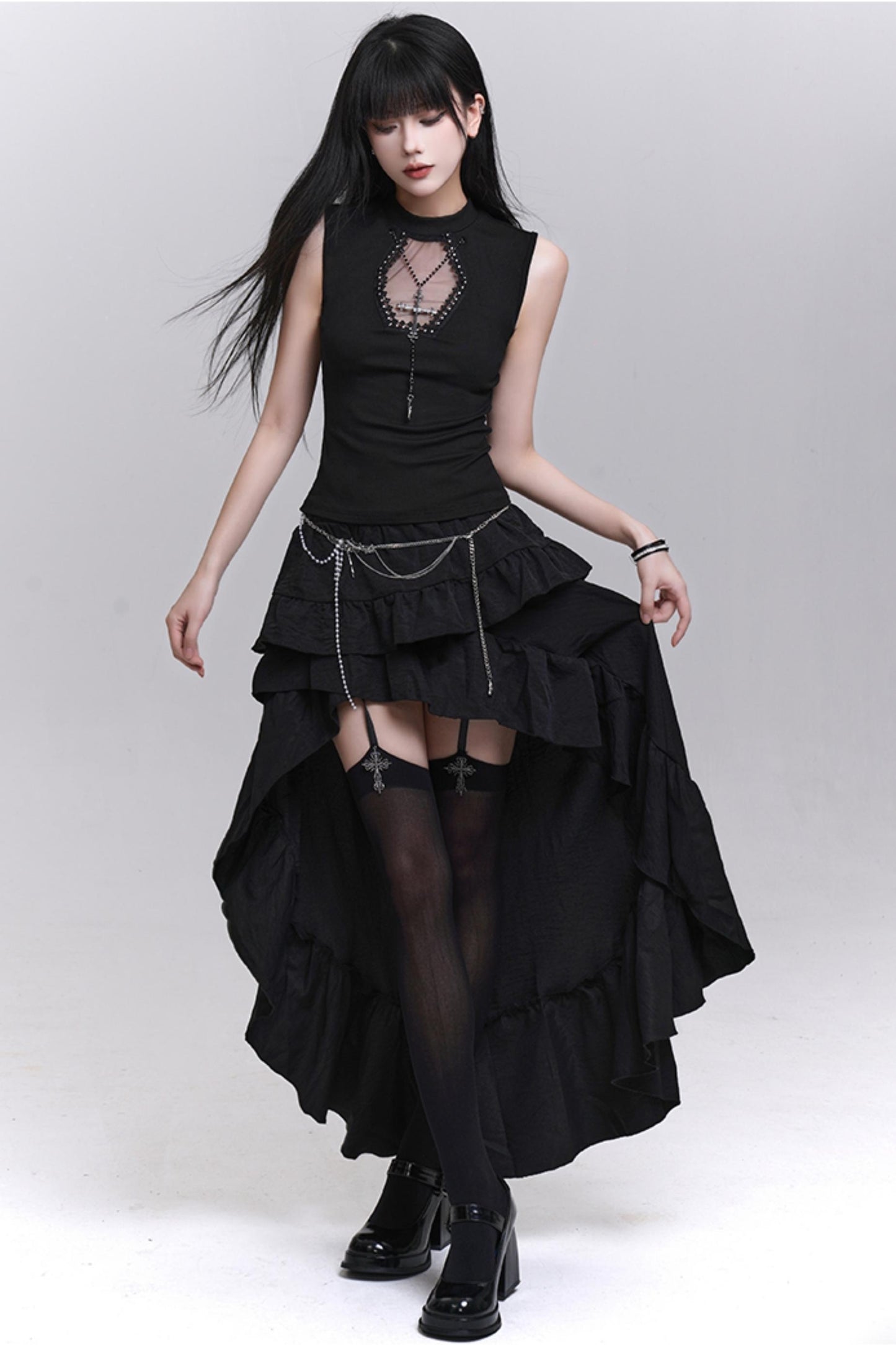 Ghostly Black Sleeveless Top
