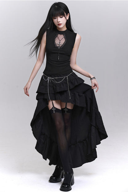 Ghostly Black Sleeveless Top