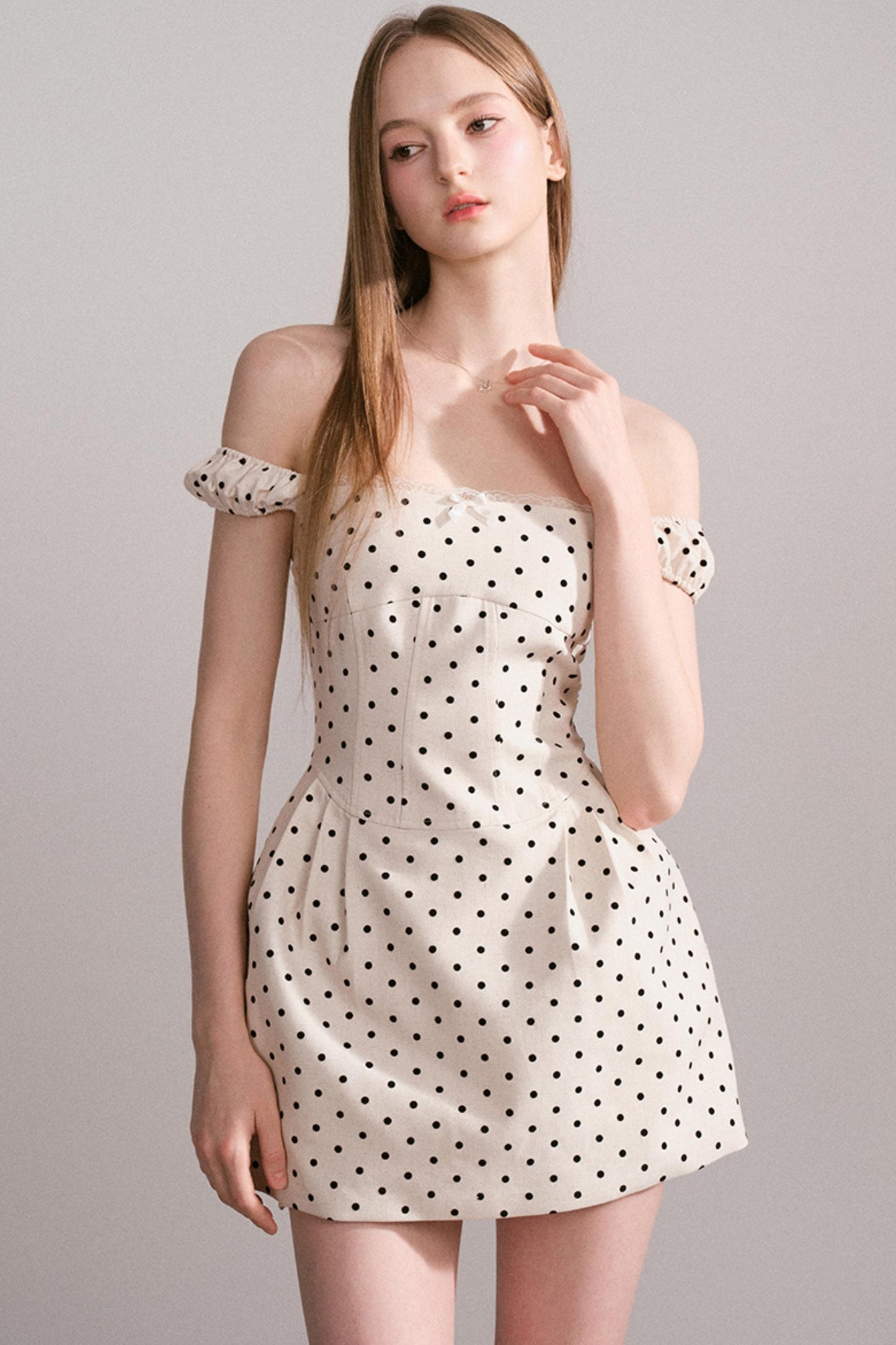 Polka Dot One-Shoulder Dress