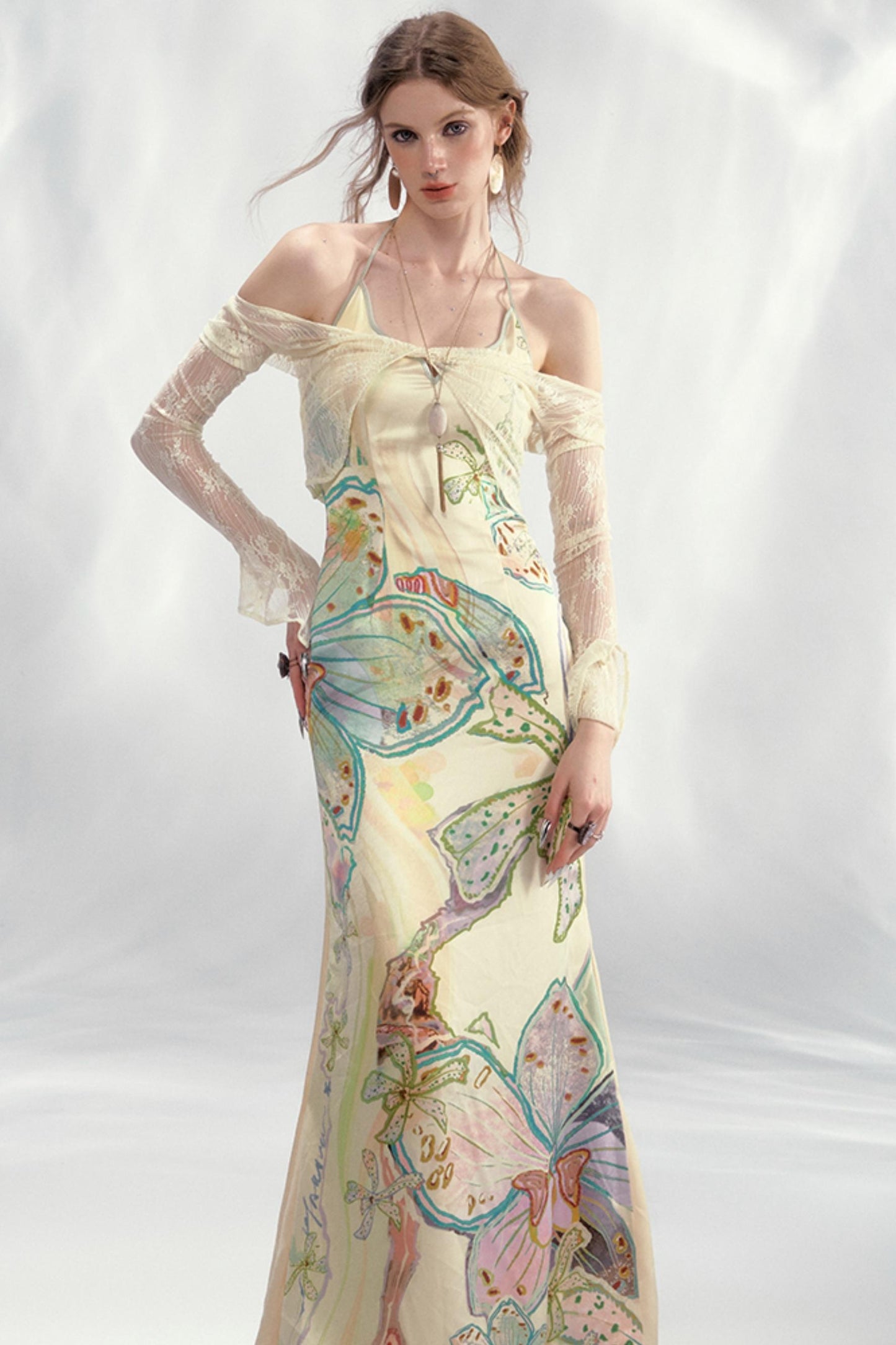 Blossom V-Neck Mermaid Dress